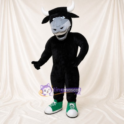Black Bull Athlete Mascot Costume Full Body for Adults Sports Events