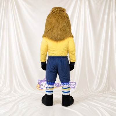 Tan Athlète Lion en Uniforme d'Équipe Costume de mascotte intégral pour adultes Événements sportifs