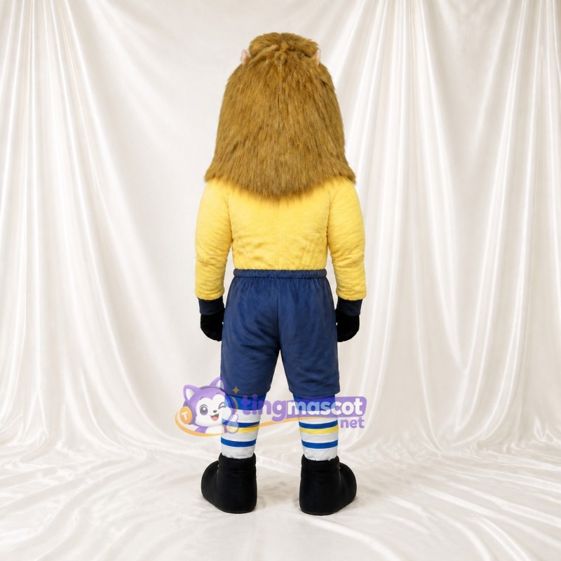 Tan Athlète Lion en Uniforme d'Équipe Costume de mascotte intégral pour adultes Événements sportifs