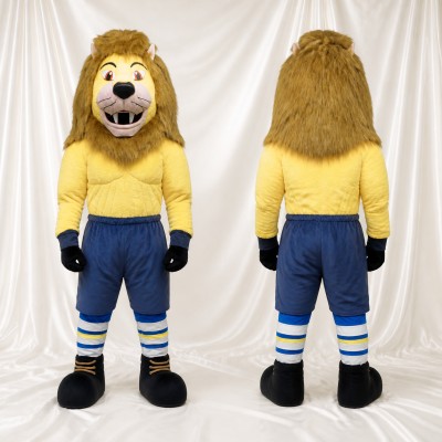 Tan Athlète Lion en Uniforme d'Équipe Costume de mascotte intégral pour adultes Événements sportifs