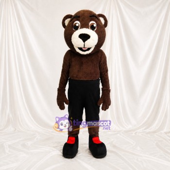 Brown Team Uniform Bear Athlete Mascot Costume Full Body for Adults Sports