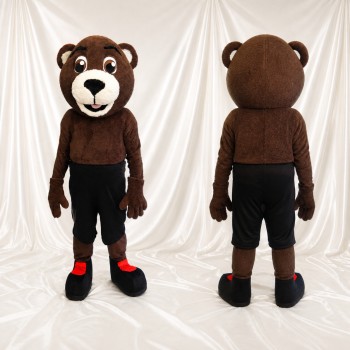 Brown Team Uniform Bear Athlete Mascot Costume Full Body for Adults Sports