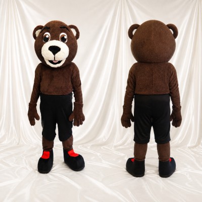 Brown Team Uniform Bear Athlete Mascot Costume Full Body for Adults Sports