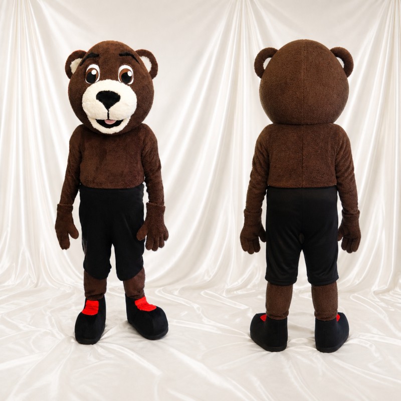 Brown Team Uniform Bear Athlete Mascot Costume Full Body for Adults Sports