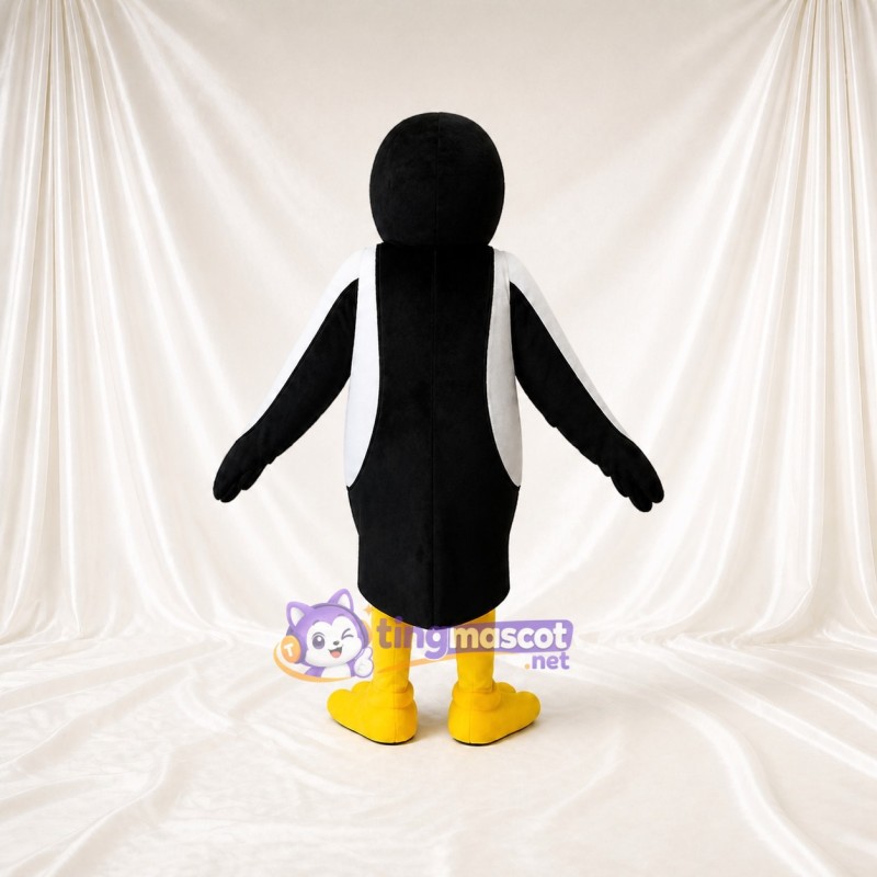 Black Construction Penguin Mascot Costume Full Body for Adults School Events