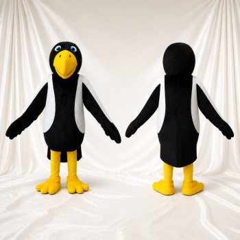 Black Construction Penguin Mascot Costume Full Body for Adults School Events