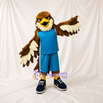 Aigle Athlète Marron et Bleu Costume de mascotte intégral pour adultes Événements sportifs