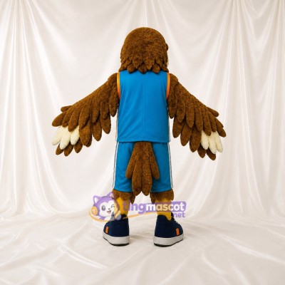 Aigle Athlète Marron et Bleu Costume de mascotte intégral pour adultes Événements sportifs