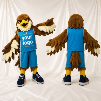 Aigle Athlète Marron et Bleu Costume de mascotte intégral pour adultes Événements sportifs