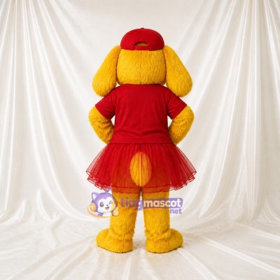 Yellow Dog Cheerleader Mascot Costume Full Body for Adults Sports Events