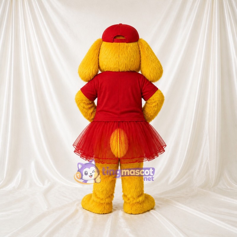 Yellow Dog Cheerleader Mascot Costume Full Body for Adults Sports Events