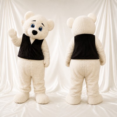 Polar Bear Worker Mascot Costume Full Body for Adults Promotions