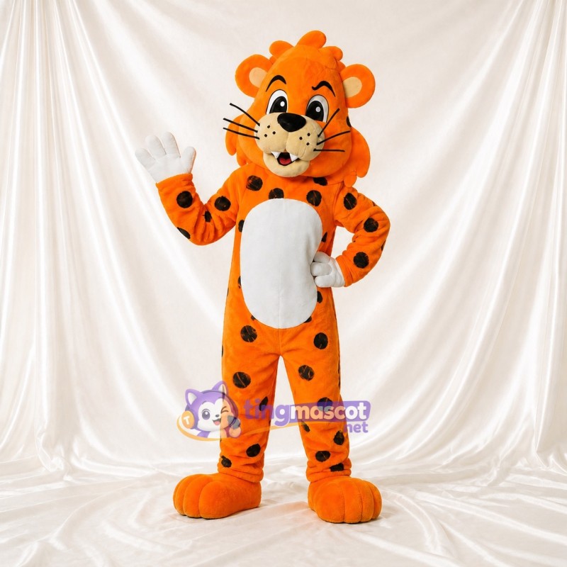 Orange Leopard Mascot Costume Full Body for Adults School Events