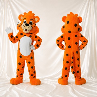 Orange Leopard Mascot Costume Full Body for Adults School Events