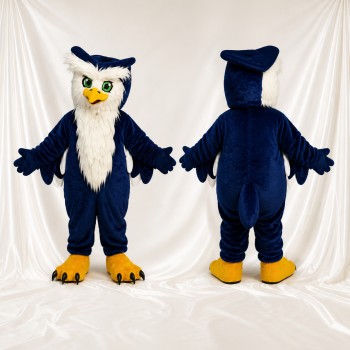 Hibou Bleu Marine Costume de mascotte intégral pour adultes Événements scolaires