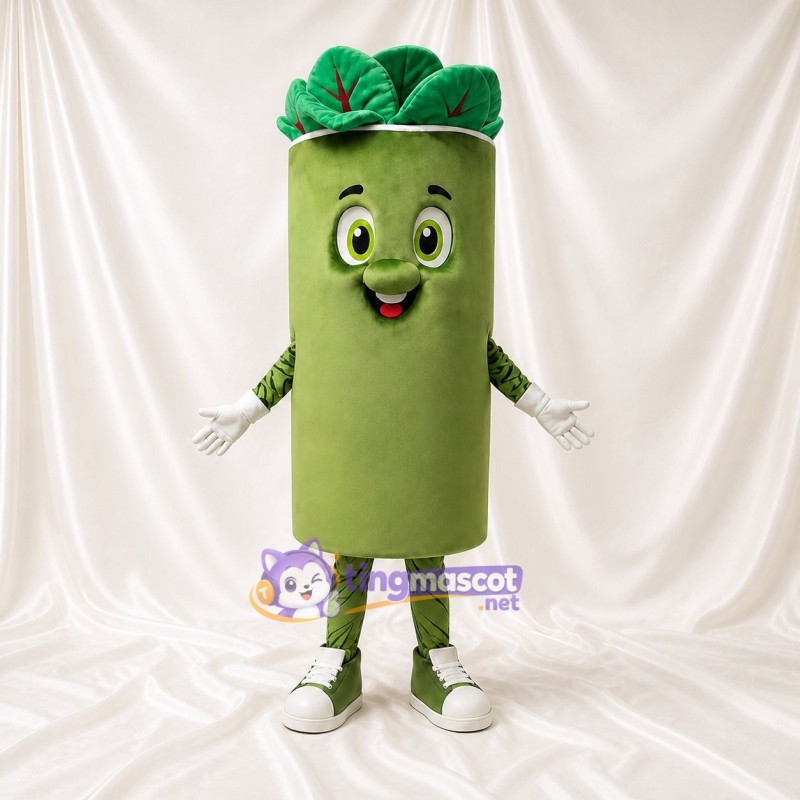 Leafy Cylinder Mascot Costume Full Body for Adults Promotions