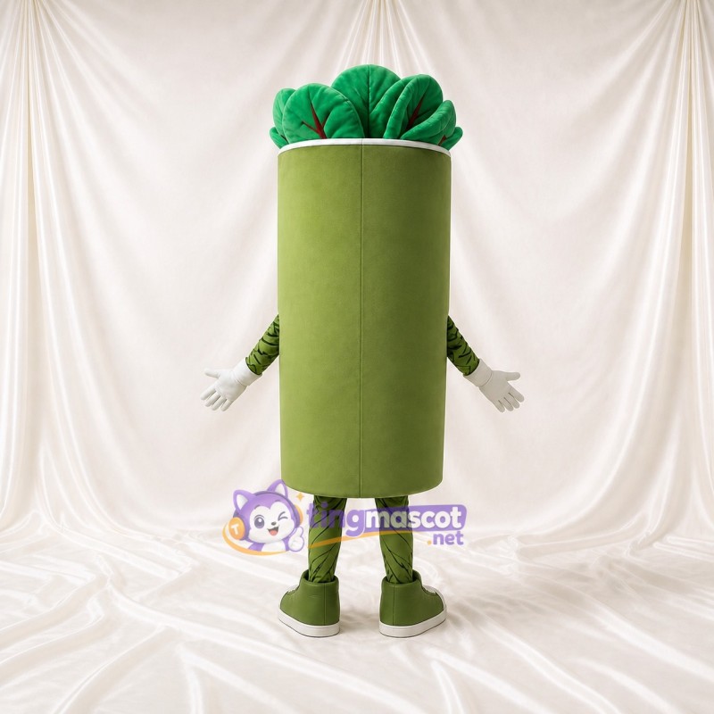 Leafy Cylinder Mascot Costume Full Body for Adults Promotions