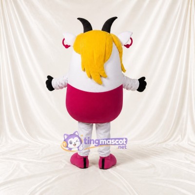 White Construction Sheep Mascot Costume Full Body for Adults School Events