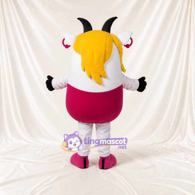 White Construction Sheep Mascot Costume Full Body for Adults School Events