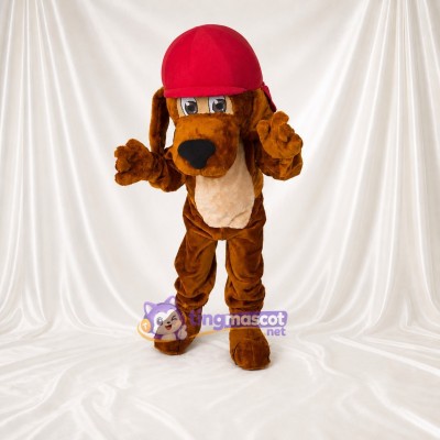 Brown and Red Dog Mascot Costume Full Body for Adults School Events