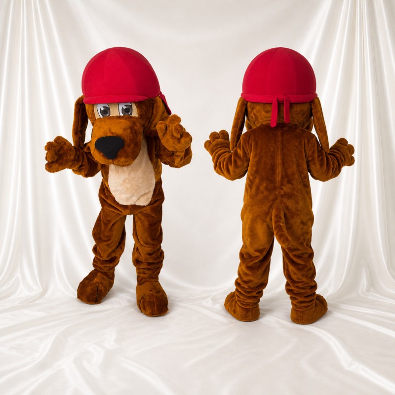 Brown and Red Dog Mascot Costume Full Body for Adults School Events