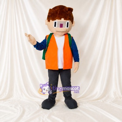 Orange Schoolboy Mascot Costume Full Body for Adults School Events