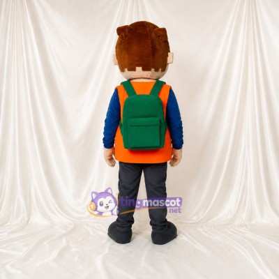 Orange Schoolboy Mascot Costume Full Body for Adults School Events