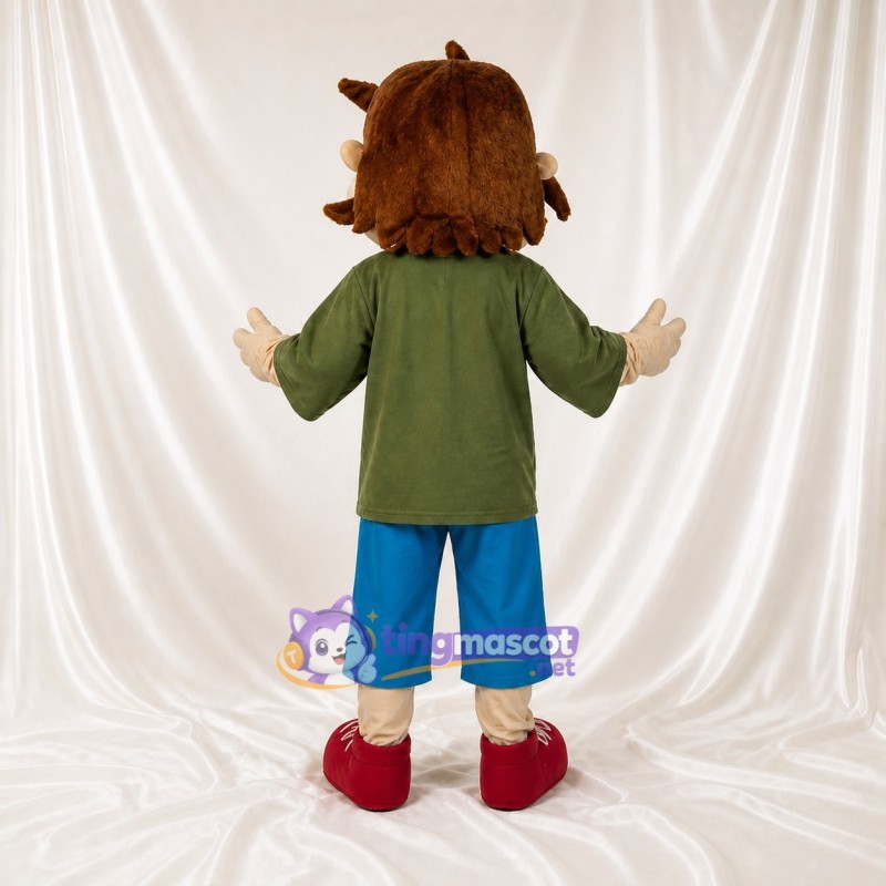 Green Cartoon Boy Mascot Costume Full Body for Adults School Events