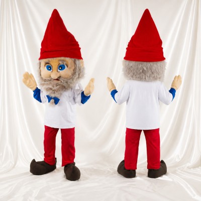 Red Gnome Mascot Costume Full Body for Adults School Events