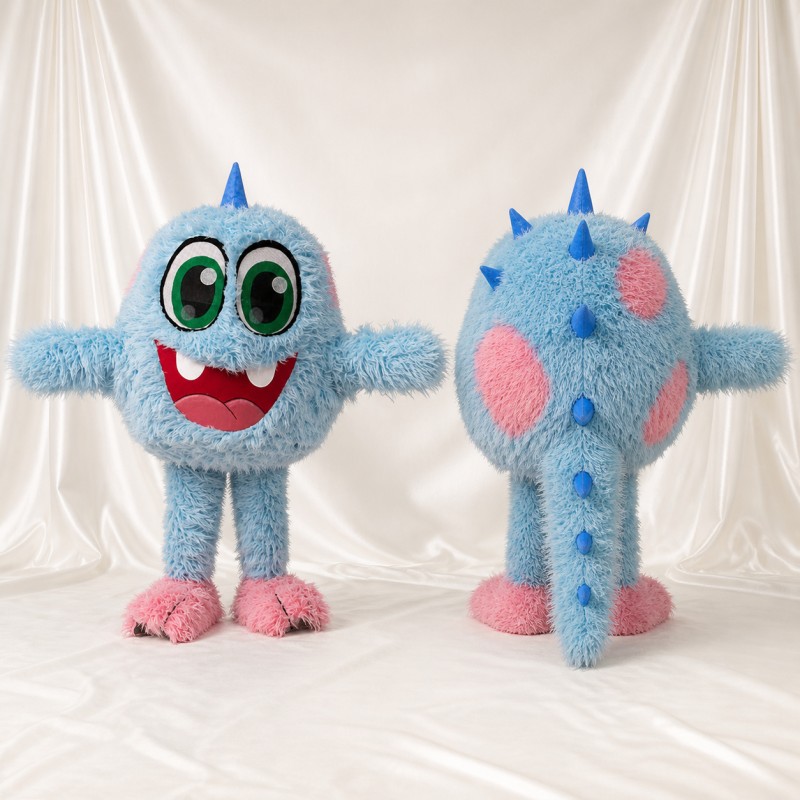 Light Blue Sculpted Fantasy Monster Mascot Costume Full Body for Adults Schools