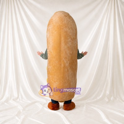 Beiger Hot Dog Maskottchenkostüm Ganzkörper für Erwachsene Gastronomieveranstaltungen