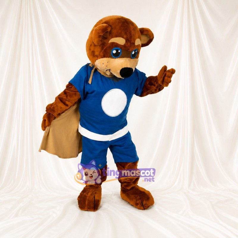 Superhero Bear Mascot Costume Full Body for Adults School Events
