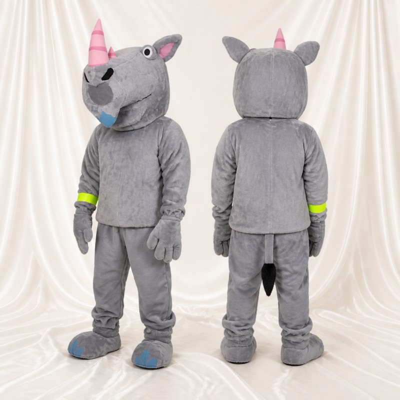 Rhinoceros Mascot Costume Full Body for Adults School Events