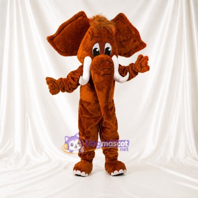 Brown Woolly Mammoth Mascot Costume Full Body for Adults School Events