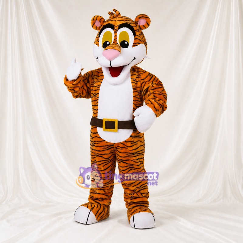 Orange Noir Blanc et Or Tigre Magicien Costume de mascotte intégral pour adultes Événements scolaires