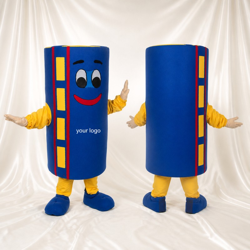Blue Cylinder Mascot Costume Full Body for Adults Promotions