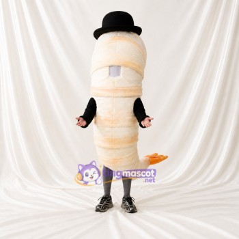 Bowler Hat Grub Mascot Costume Full Body for Adults Museums