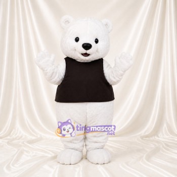 White Polar Bear Worker Mascot Costume Full Body for Adults Promotions