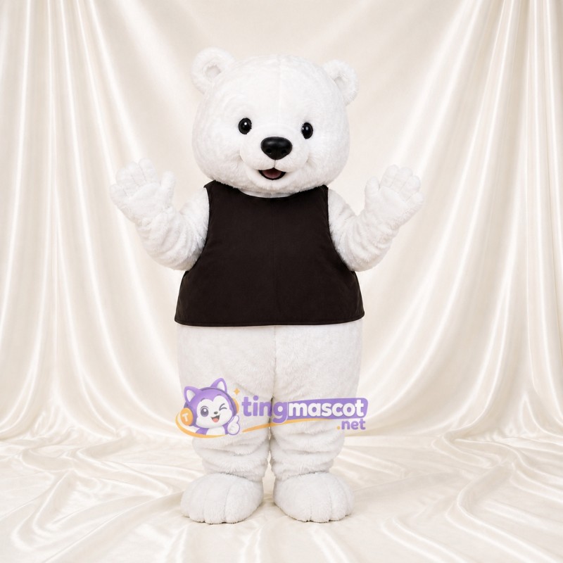 White Polar Bear Worker Mascot Costume Full Body for Adults Promotions