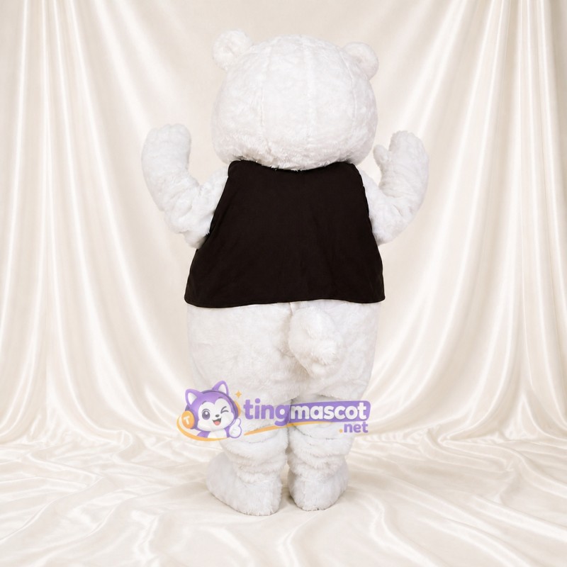 White Polar Bear Worker Mascot Costume Full Body for Adults Promotions