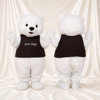White Polar Bear Worker Mascot Costume Full Body for Adults Promotions