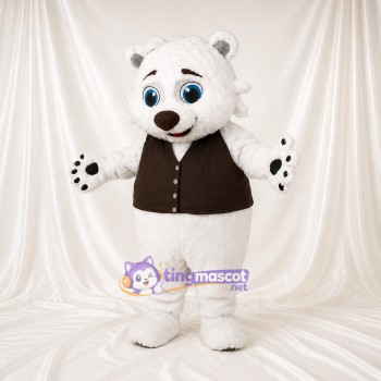 Role Specific Polar Bear Worker Mascot Costume Full Body for Adults Promotions
