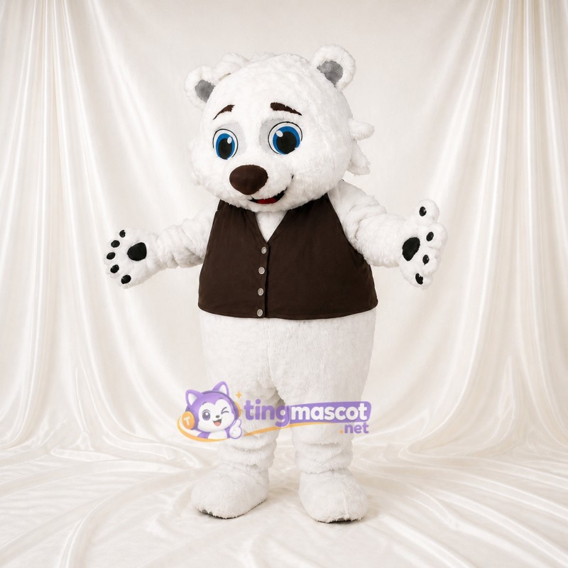 Role Specific Polar Bear Worker Mascot Costume Full Body for Adults Promotions