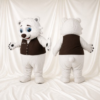 Role Specific Polar Bear Worker Mascot Costume Full Body for Adults Promotions