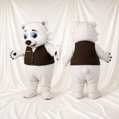 Role Specific Polar Bear Worker Mascot Costume Full Body for Adults Promotions