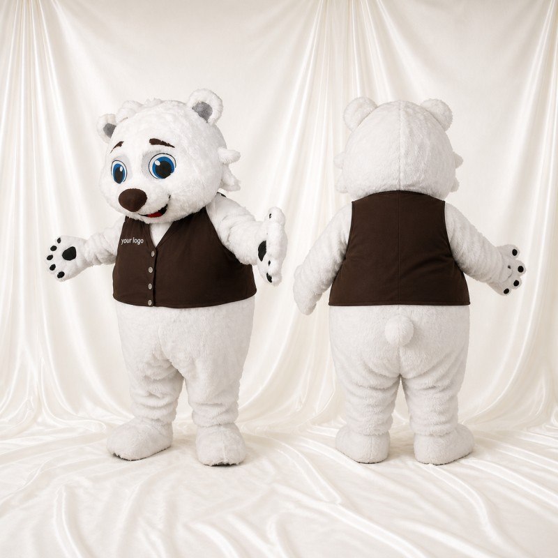 Role Specific Polar Bear Worker Mascot Costume Full Body for Adults Promotions