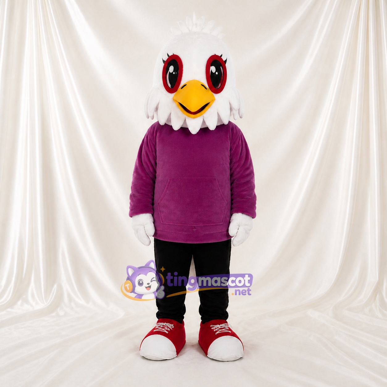 Aigle athlète blanc et violet Costume de mascotte intégral pour adultes Événements sportifs
