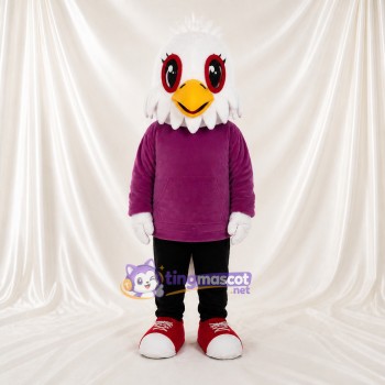 Aigle athlète blanc et violet Costume de mascotte intégral pour adultes Événements sportifs