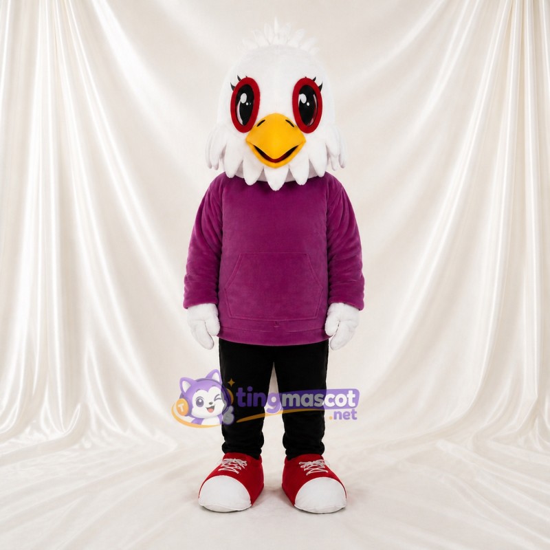 Aigle athlète blanc et violet Costume de mascotte intégral pour adultes Événements sportifs