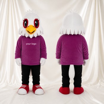 Aigle athlète blanc et violet Costume de mascotte intégral pour adultes Événements sportifs